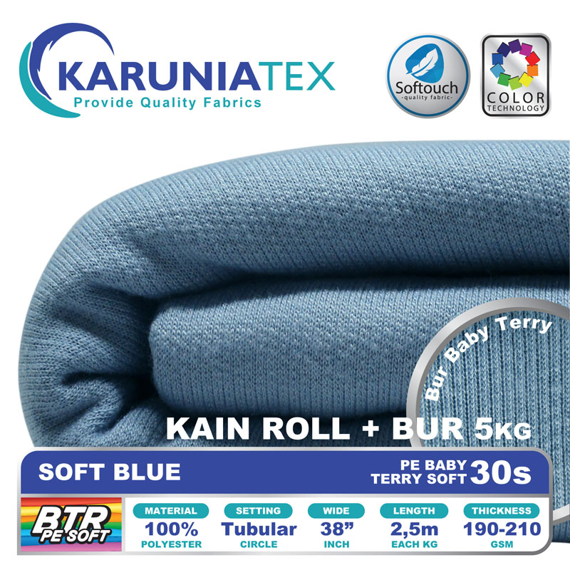 Soft Shell R. Terry PE Baby Terry Soft 30S - Soft Blue - Toko Bahan Kaos Karunia Textile