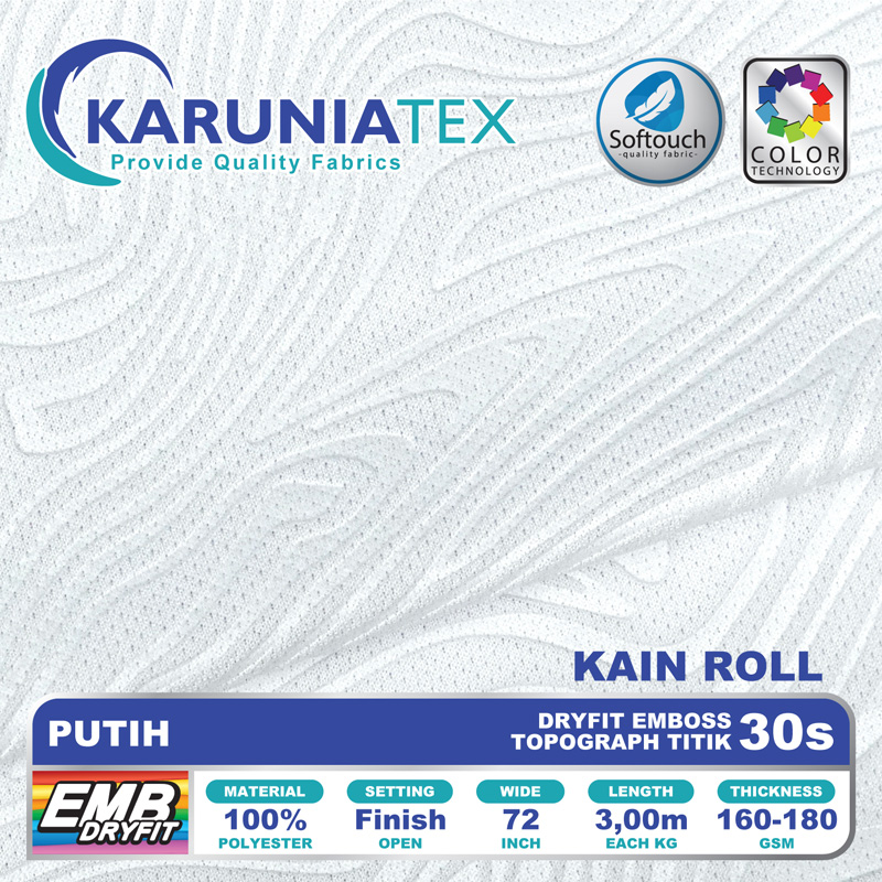 Dryfit Emboss Topografi Titik Putih - Toko Bahan Kaos Karunia Textile